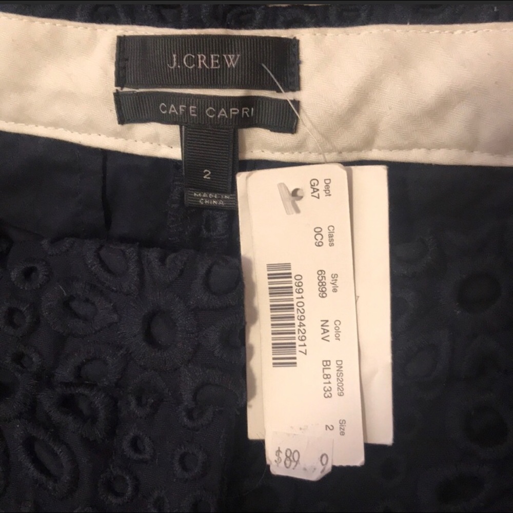 J.Crew eyelet Cafe Capri in navy